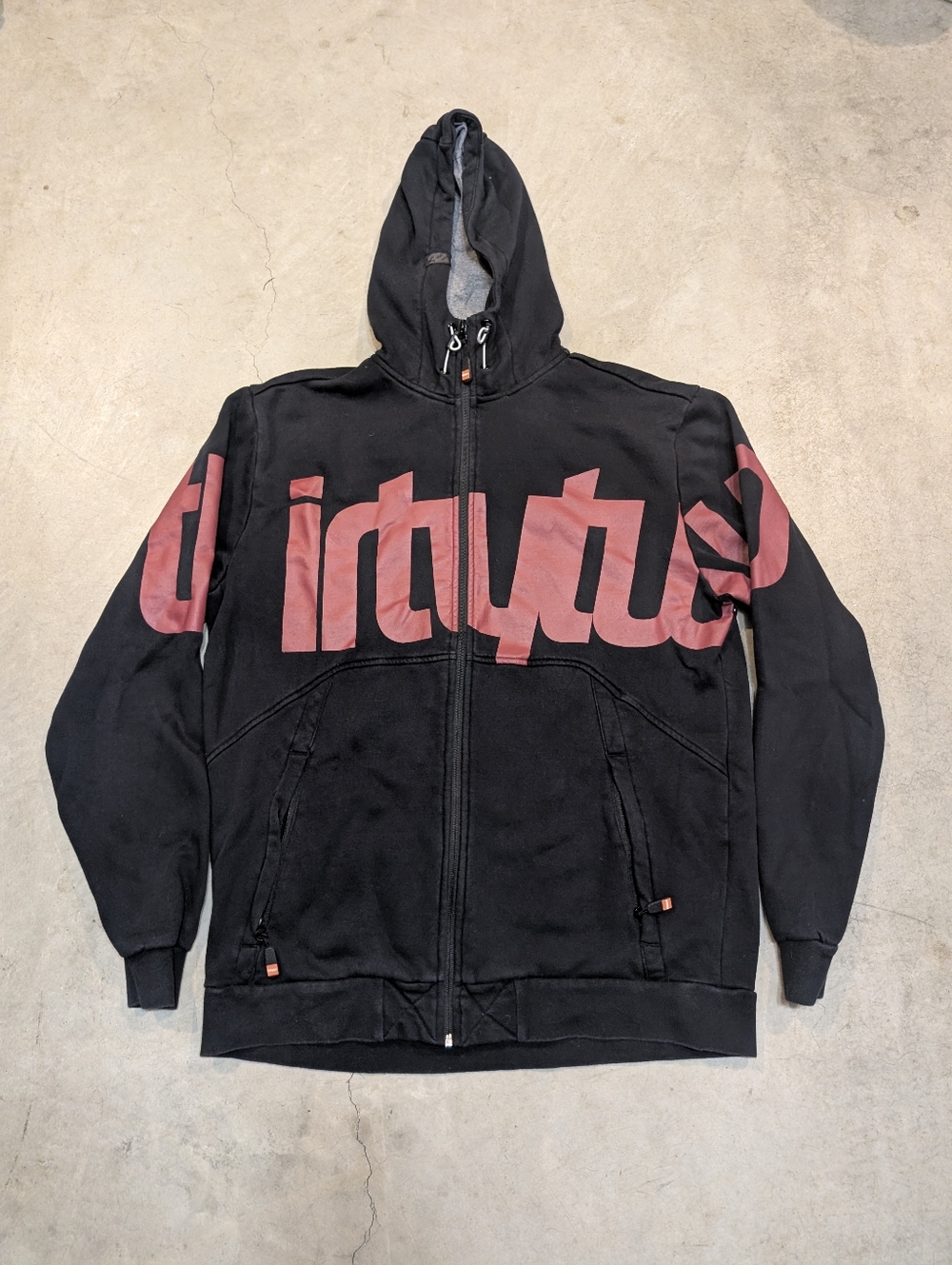 Thirty Two 32 Hoodie Full Zip Mens XL Spellout Black Red
